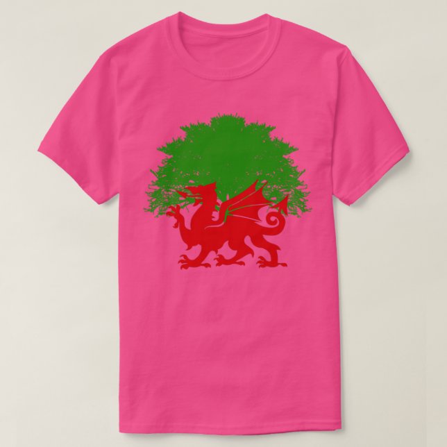 Rote walisische Drachenbaum T-Shirt (Design vorne)