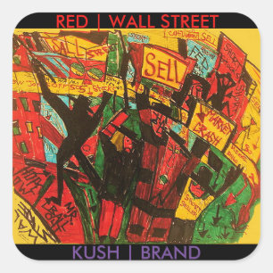 ROTE WALL STREET KUSH MARKe Quadratischer Aufkleber