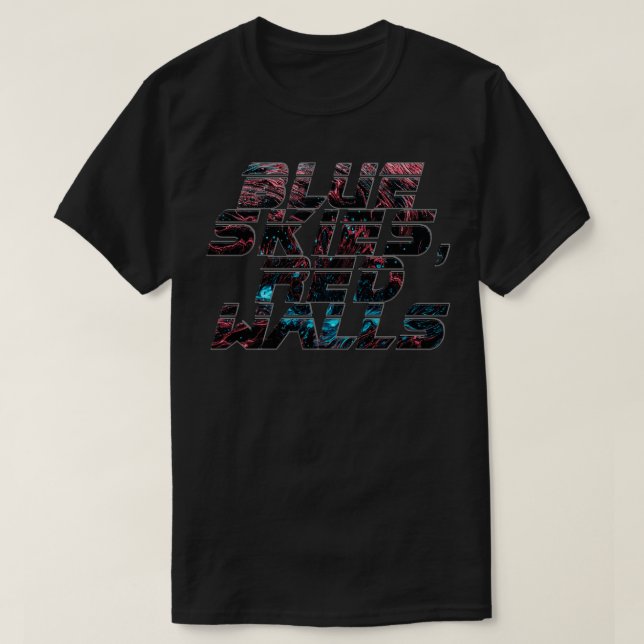 Rote Wände mit blauem Himmel T-Shirt (Design vorne)