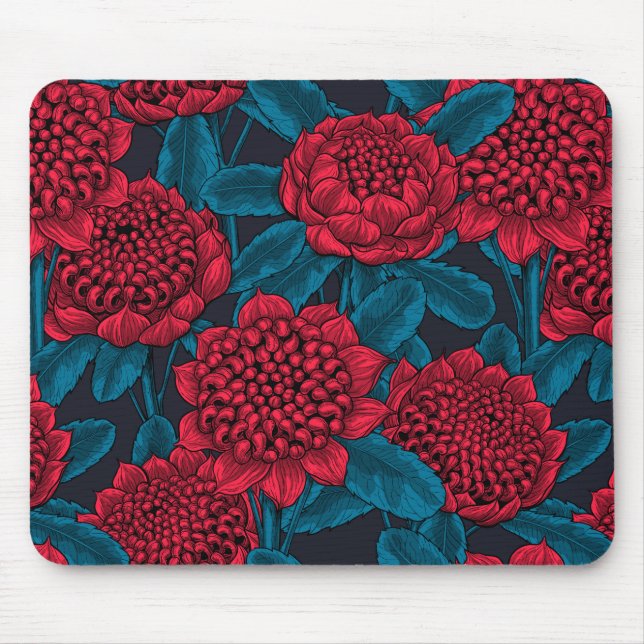 Rote Waratah-Blumen Mousepad (Vorne)