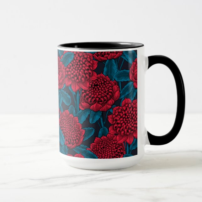 Rote Waratah-Blumen Tasse (Rechts)