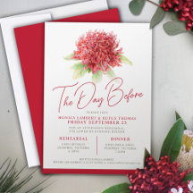 Rote Waratah Probe Tag vor der Hochzeit