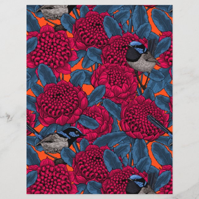 Rote Waratah und Feen (Vorderseite)