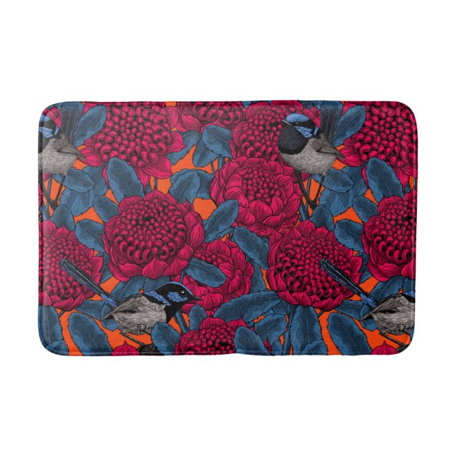 Rote Waratah und Feen Badematte (Vorderseite)