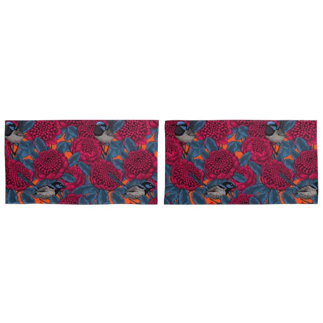 Rote Waratah und Feen Kissenbezug (Vorderseite-Set)