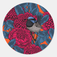 Rote Waratah und Feen