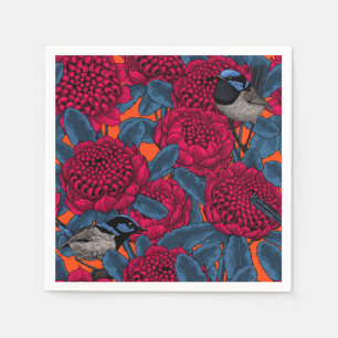 Rote Waratah und Feen Serviette