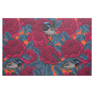 Rote Waratah und Feen Stoff