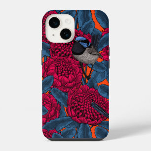 Rote Waratah und Feen-Wrens iPhone 14 Hülle