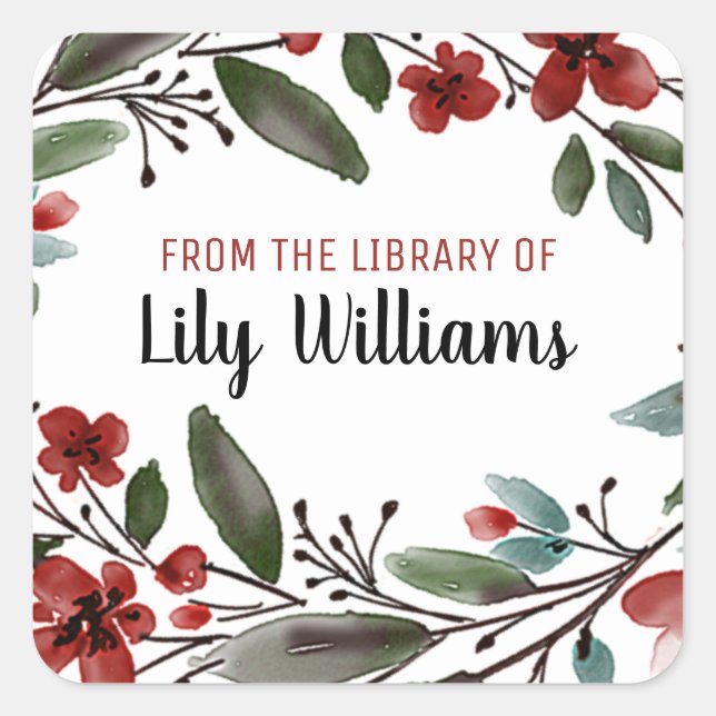 Rote Wasserfarbe aus der Bibliothek Quadratischer Aufkleber (Vorderseite)