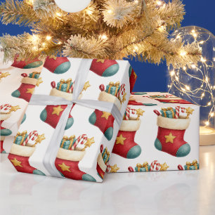Rote Wasserfarbe Festliche Weihnachtsgeschenke Str Geschenkpapier