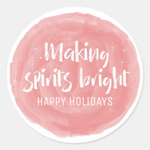 Rote Wasserfarbe Spirituosen Heller Urlaub Runder Aufkleber