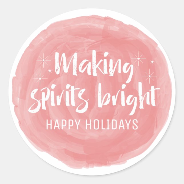 Rote Wasserfarbe Spirituosen Heller Urlaub Runder Aufkleber (Vorderseite)