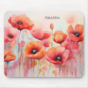 Rote Wasserfarben in einem Feld Mousepad