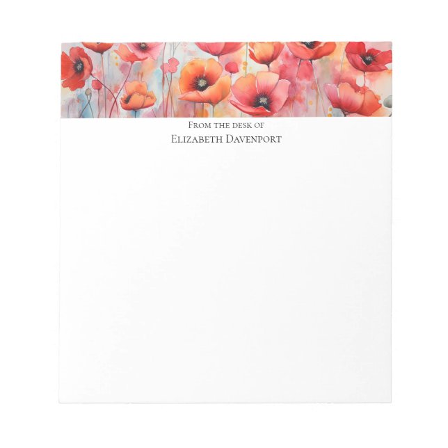 Rote Wasserfarben in einem Feld Notizblock (Vorderseite)