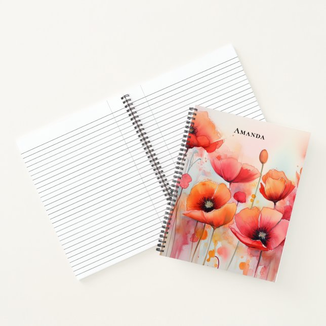 Rote Wasserfarben in einem Feld Notizbuch (Innenseite)