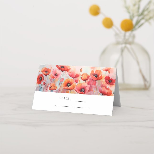 Rote Wasserfarben in einem Feld Platzkarte (Vorderseite)