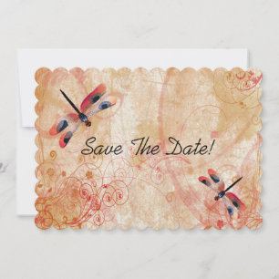 Rote Wasserfarben-Libellen Save The Date