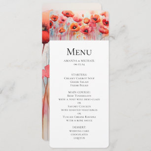 Rote Wasserfarben-Poppies bei einer Feldhochzeit Einladung