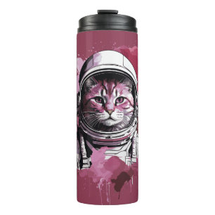 Rote Wasserfarbenkatze Thermosbecher