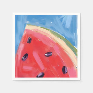 Rote Wassermelone Aquarell-Fruchtmalerei Serviette