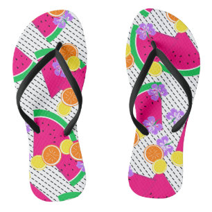 Rote Wassermelone Gelbe Zitronen Tropisch Flip Flops