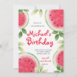 Rote Wassermelone Sommer Geburtstag Einladung