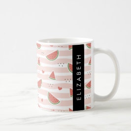 Rote Wassermelonen, Herz, Streifen, Ihr Name Kaffeetasse