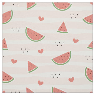 Rote Wassermelonen, Herz, Streifen, Sommermuster Stoff