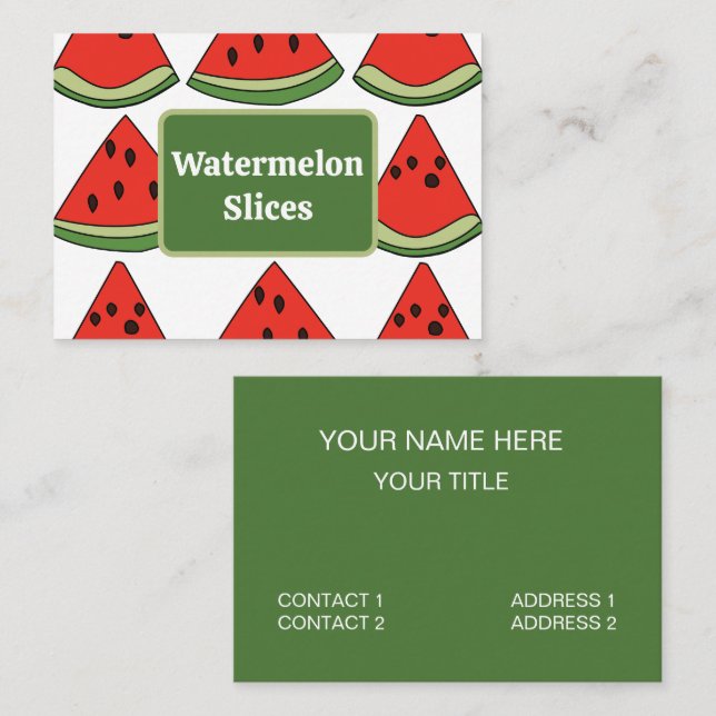 Rote Wassermelonen-Scheibe Obst Visitenkarte (Vorne/Hinten)