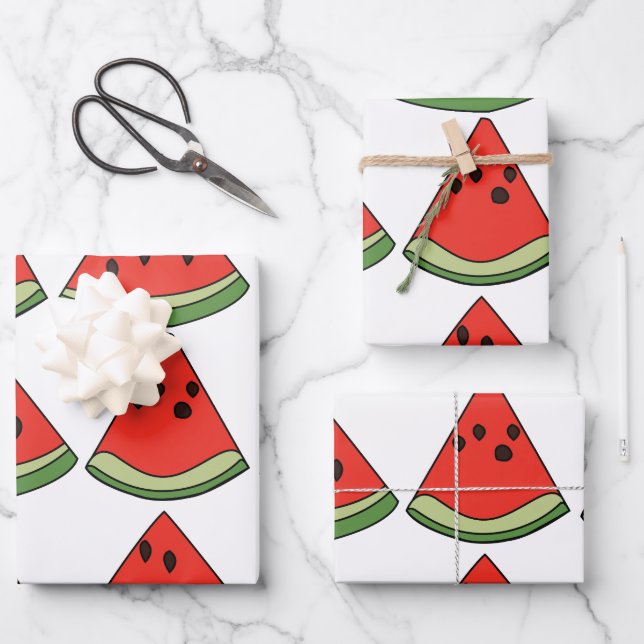 Rote Wassermelonenstücke Geschenkpapier Set (Vorderseite)