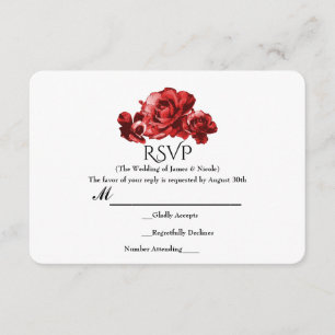 Rote Watercolor-Vintage Rosen elegantes RSVP Karte