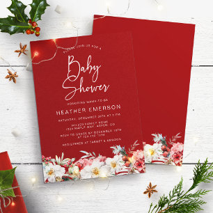 Rote Weihnachts-Baby-Shower-Einladung Einladung