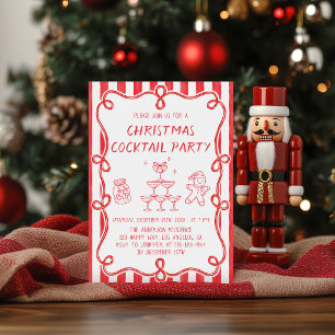 Rote Weihnachts-Cocktailparty Einladung