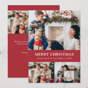 Rote Weihnachts-Fotocollage-Karte Feiertagskarte