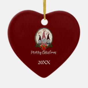 Rote Weihnachts-Gnome Modische Elfen Keramik Ornament
