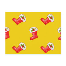 Rote Weihnachts-Strümpfe in Gelb