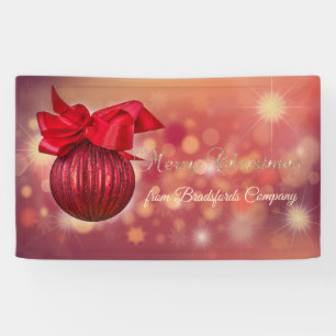 Rote Weihnachtsbälle Bokeh Company Banner