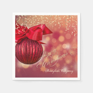Rote Weihnachtsbälle Bokeh Company Serviette