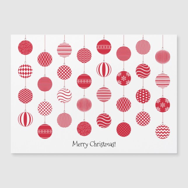 Rote Weihnachtsbälle Magnetkarte (Vorderseite)