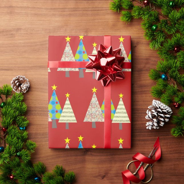 Rote Weihnachtsbaum-Geschenke Geschenkpapier (Feiertagsgeschenk)