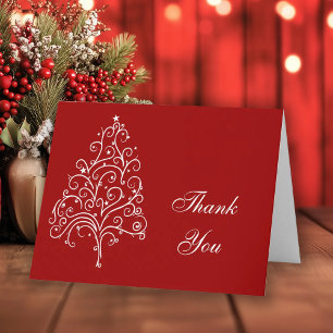 Rote Weihnachtsbaum-Winter-Dankeschön Dankeskarte