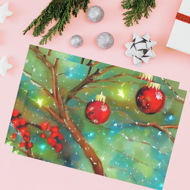 Rote Weihnachtsbaumchen und leuchtende Lichter Seidenpapier (Von Creator hochgeladen)