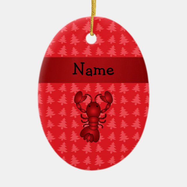 Rote Weihnachtsbäume des personalisierten Keramik Ornament (Vorne)