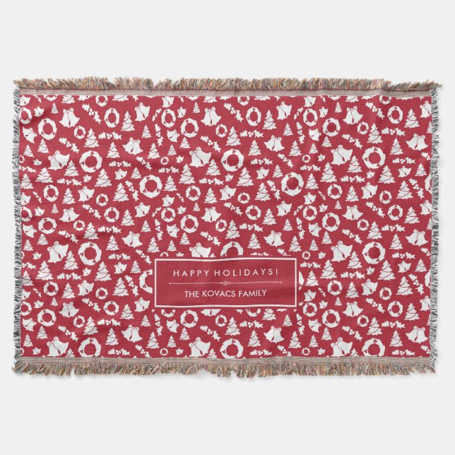 Rote Weihnachtsbäume, Feuerglocken und Holly Decke (Vorderseite)