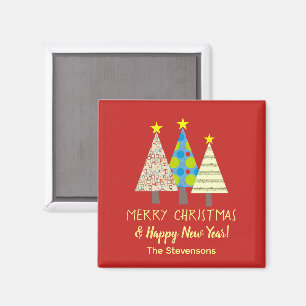 Rote Weihnachtsbäume Magnet