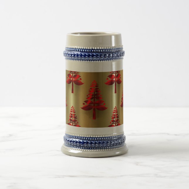 Rote Weihnachtsbaumen auf Gold Bierglas (Mittel)