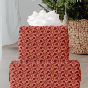 Rote Weihnachtsblume Botanisches Blumenmuster Geschenkpapier