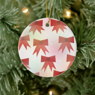 Rote Weihnachtsbögen Keramik Ornament