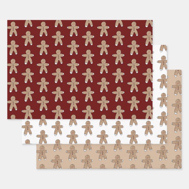 Rote Weihnachtscreme Lebkuchen Geschenkpapier Set (Set)